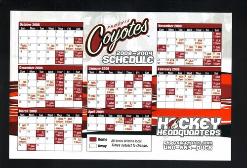 Calendario phoenix coyotes - calendario,